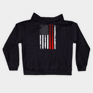 Drum sticks on a vintage American flag For Drummers Kids Hoodie